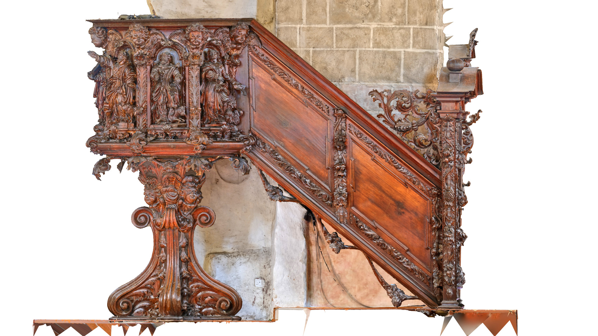 Widok aksonometryczny (elewacyjny) ambony od strony południowej.