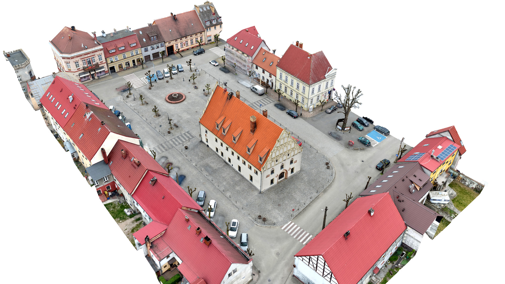 Widok modelu miasta z perspektywy ptasiej od strony południowo-wschodniej.