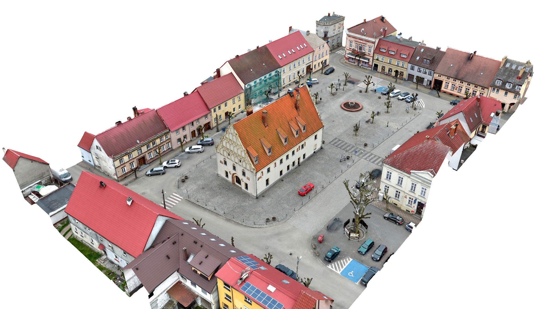 Widok modelu miasta z perspektywy ptasiej od strony północno-wschodniej.