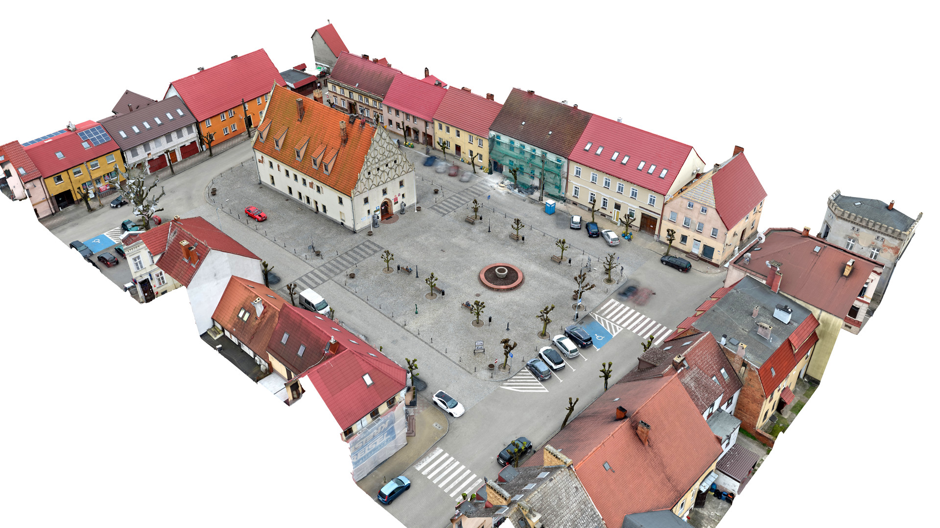 Widok modelu miasta z perspektywy ptasiej od strony północno-zachodniej.