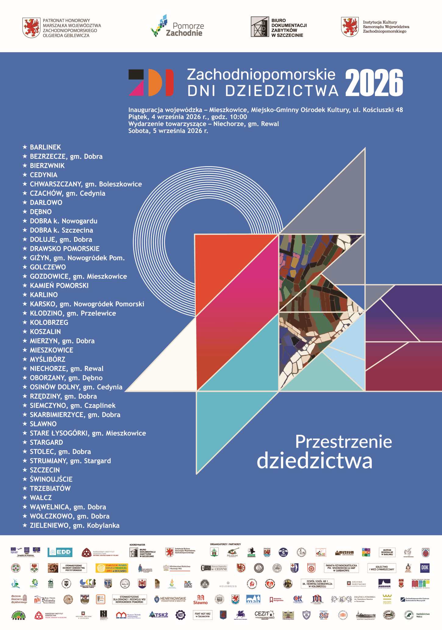 Zachodniopomorskie Dni Dziedzictwa 2026 – Przestrzenie dziedzictwa - plakat